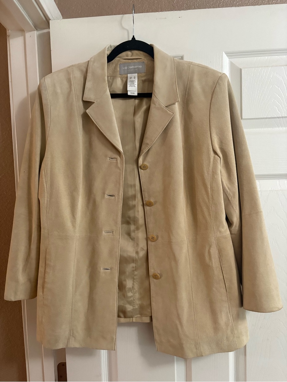 100% Suede Leather Exterior Liz Claiborne Collection blazer jacket coat XL